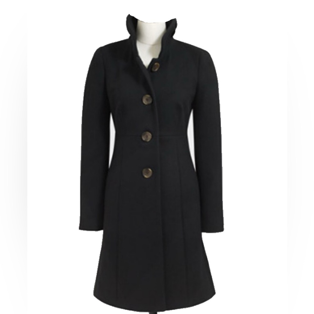 Black stand collar wool blend coat from JCrew Factory